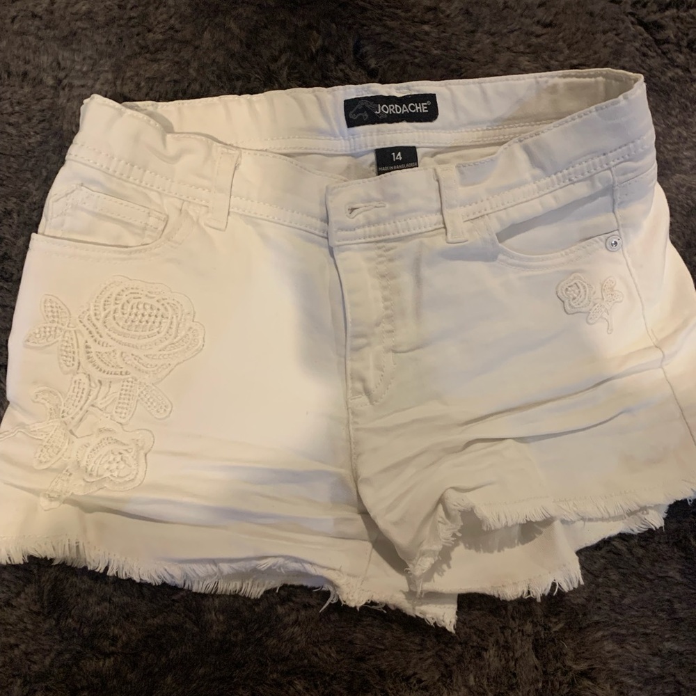 Jordache Women's Cream Embroidered Jean Shorts